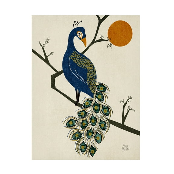 Trademark Fine Art Erum Khalili  Vintage Peacock Canvas Wall Art