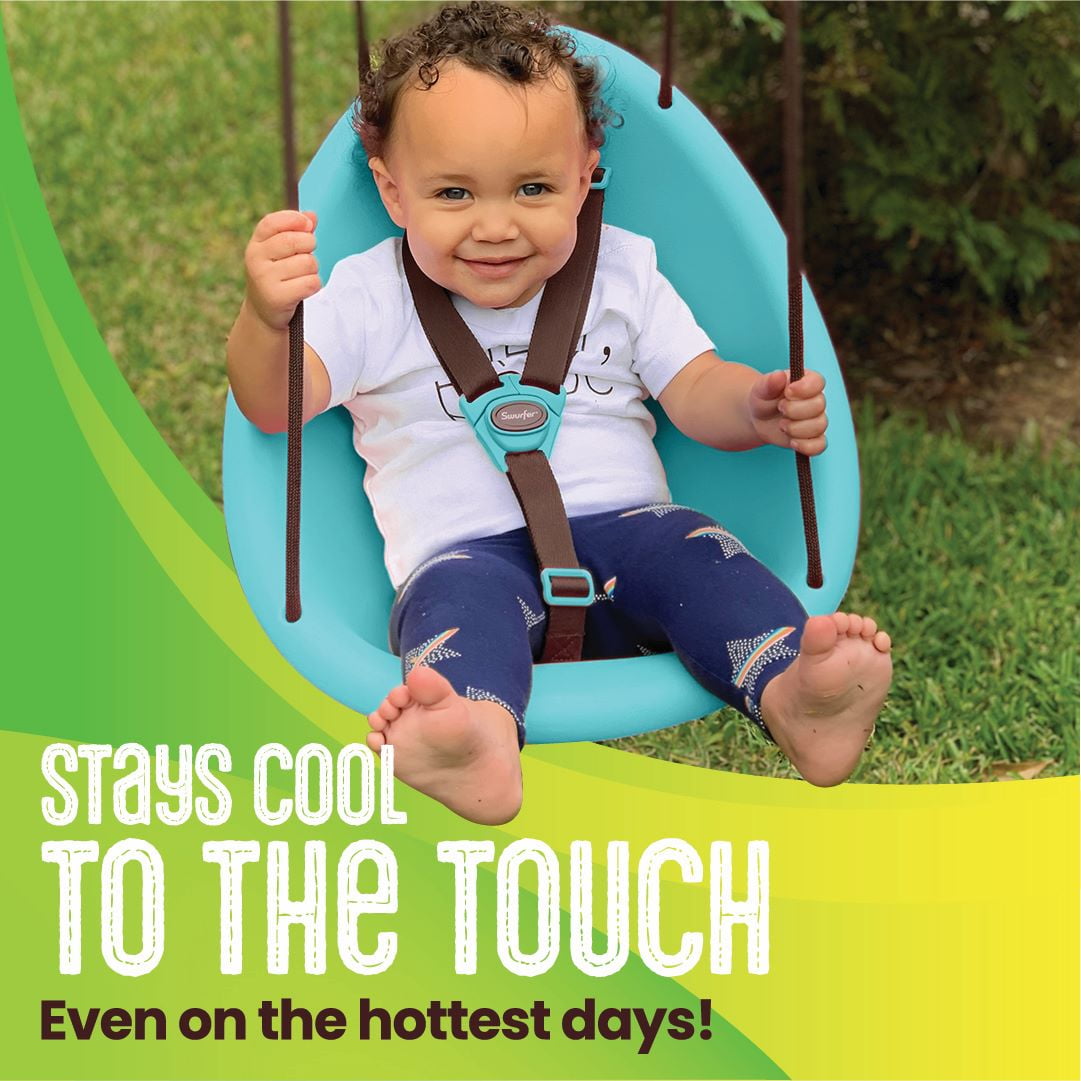 Swurfer Kiwi Baby - Toddler Swing with Foam-Lined Shell, Indoor and Outdoor Toy, Ages 6 Months+, Blue