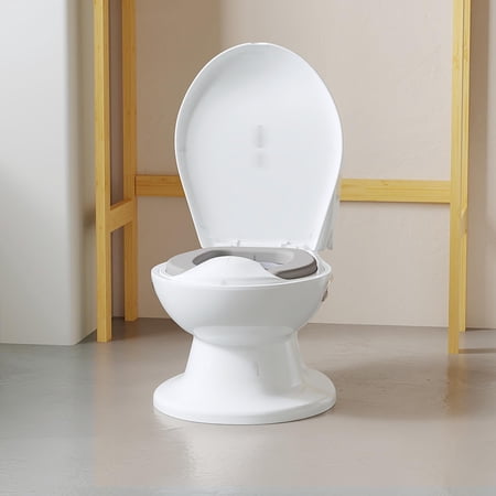 Baby Potty Training Toilet with Soft Seat, Realistic Flushing Sound, Removable Pot, Storage Tank, Toilet Paper Holder, Splash Guard & Non-Slip Base for Toddlers