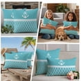 thumbnail image 5 of Blue Morocco Outdoor Waterproof Pillow Covers, Modern Geometric Nautical Anchor Stripe Decorative Square Throw Pillowcase Sofa Cushion Sham for Patio/Couch/Chair, 26"x26" 2 Pack, 5 of 8