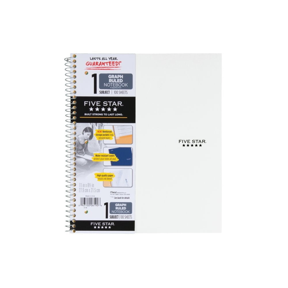 Five Star Quad Wirebound Notebook 1 Sub 100ct, White
