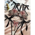 thumbnail image 4 of Conjunto de lencería con bordado de mariposas, sujetador de malla sin forro y tanga de tiras, lencería y ropa interior sexy para mujer, 4 of 5