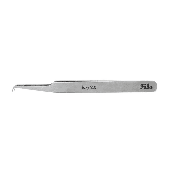 FOXY 2.0 by FabuPRO, Professional False Eyelash Extension Tweezers – Lash Extension Tools for Lash Fan Isolation & Application – Smooth Stainless Steel Grip & Firm-Tension Precision, 90 degree angle
