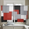 thumbnail image 4 of Red Grey Black Geometric Sheer Curtains 54 Inches Length 2 Panels Set, Window Sheer Curtains for Living Room/Bedroom, Middle Century Modern Art Abstract Light Filter Rod Pocket Curtain 52''x54''x2, 4 of 7