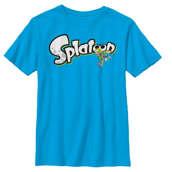 Boy's Nintendo Splatoon Logo  Graphic Tee Turquoise Large