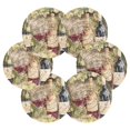 thumbnail image 2 of Haosy Set of 6 Drink Woven Coaster with Holder Heat Resistant Non-Slip Bar Coasters 4 Inches Grape and Wine, 2 of 7