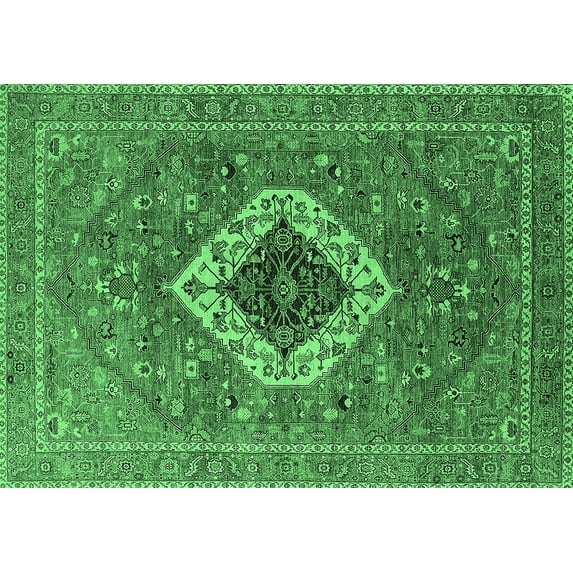 Ahgly Company Indoor Rectangle Persian Emerald Green Traditional Area Rugs, 2' x 3'