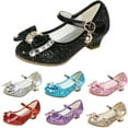 thumbnail image 4 of JAHH Flower Girls Dress Shoes Toddler Kids Wedding Low Heel Shoes Glitter Flat Shoes for Kids Toddler Flower Wedding Party Shoes(3.5-4 Years,Black), 4 of 4
