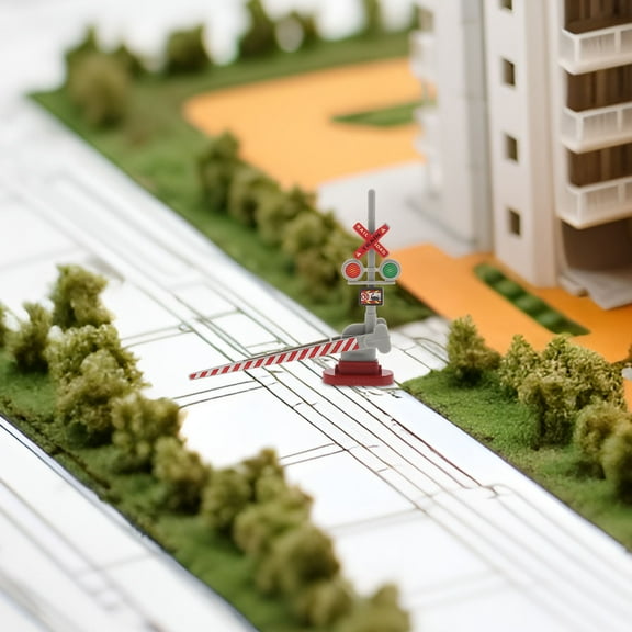 GAXIRE 8-Piece Miniature Traffic Signs Set Plastic Assorted Colors for Train Model Accessories and Diorama