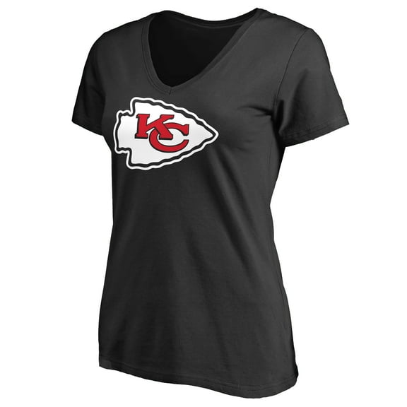 Women's Black Kansas City Chiefs Primary Team Logo V-Neck T-Shirt