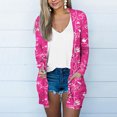 thumbnail image 2 of Herrnalise Jackets For Women Printing Long Sleeve Casual Tops Blouse With Pocket Cardigan Outwear Shackets For Women 2024 fall Hot Pink,XXL, 2 of 5