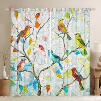jejeloiu Colorful Hummingbird Curtains and Drapes,Rainbow Glass Art Black Out Curtains,Modern Aesthetic Deagin Curtains Pack of 2 (52x63 Each) For Girl Teens,Breathable Home Decor