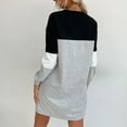 thumbnail image 4 of SMihono Fashion Sweatshirt Dress for Women Color Block Round Neck Loose Fit Dress Spring Fashion Casual Winter Long Sleeve Cozy Preppy Dresses Gray 8, 4 of 5