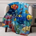 thumbnail image 3 of Throw Blanket for Couch Underwater World Soft Fleece Flannel Blankets Cozy Lightweight Blanket for Home Sofa Living Room Ocean Fish Coral Bed Throws 60" x 80", 3 of 9