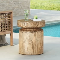 Christopher Knight Home Indoor/Outdoor Wood Grain Side Table, MGO Lightweight Concrete Tree-Stump, Natural