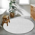 thumbnail image 4 of White Burlap Texture Large Area Rugs for Bedroom Living Room, Soft Non Slip Carpet Bedside Rug, Farmhouse Vintage White Round Floor Cover Kitchen Accent Rug 3' for Dining Room/Office, 4 of 9