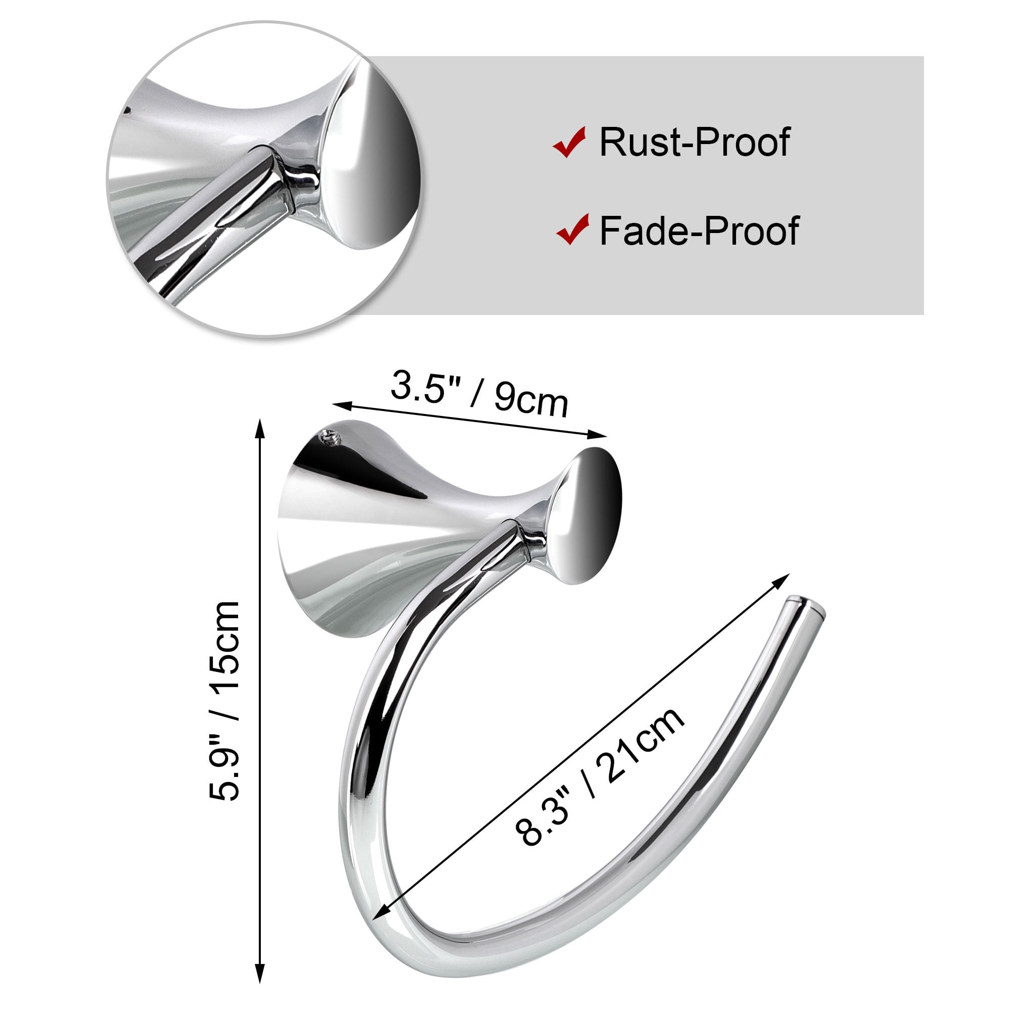 Towel Ring Hand Towel Holder for Bathroom, Kitchen Polished Finish, Silver