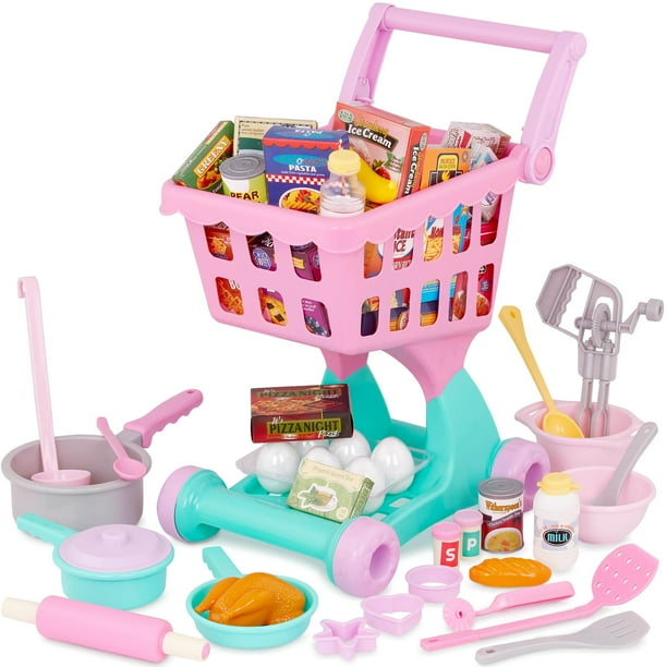 Set de carrito de compras y supermercado de juguetes Battat Play Circle, 50 piezas