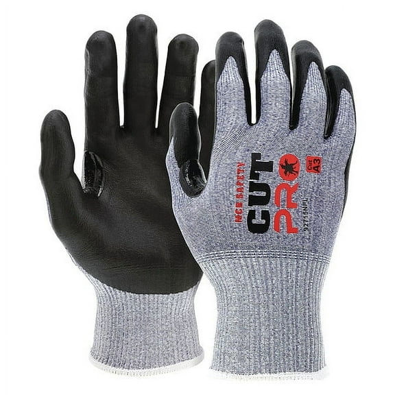 MCR Safety B3114411 Cut Pro Gloves - Nitrile Palm & Fingers - Abrasion 4 - Puncture 4 - Gray - Pack of 2