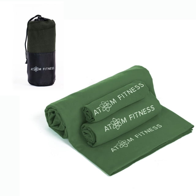 Set 3 Toallas Atom Microfibra | Secado Rápido y Versátil verde