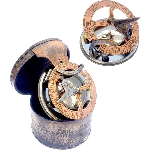 Nauticalmart - Handmade Brass Sundial Compass in Gift Box Sun Dial Watch Navigation