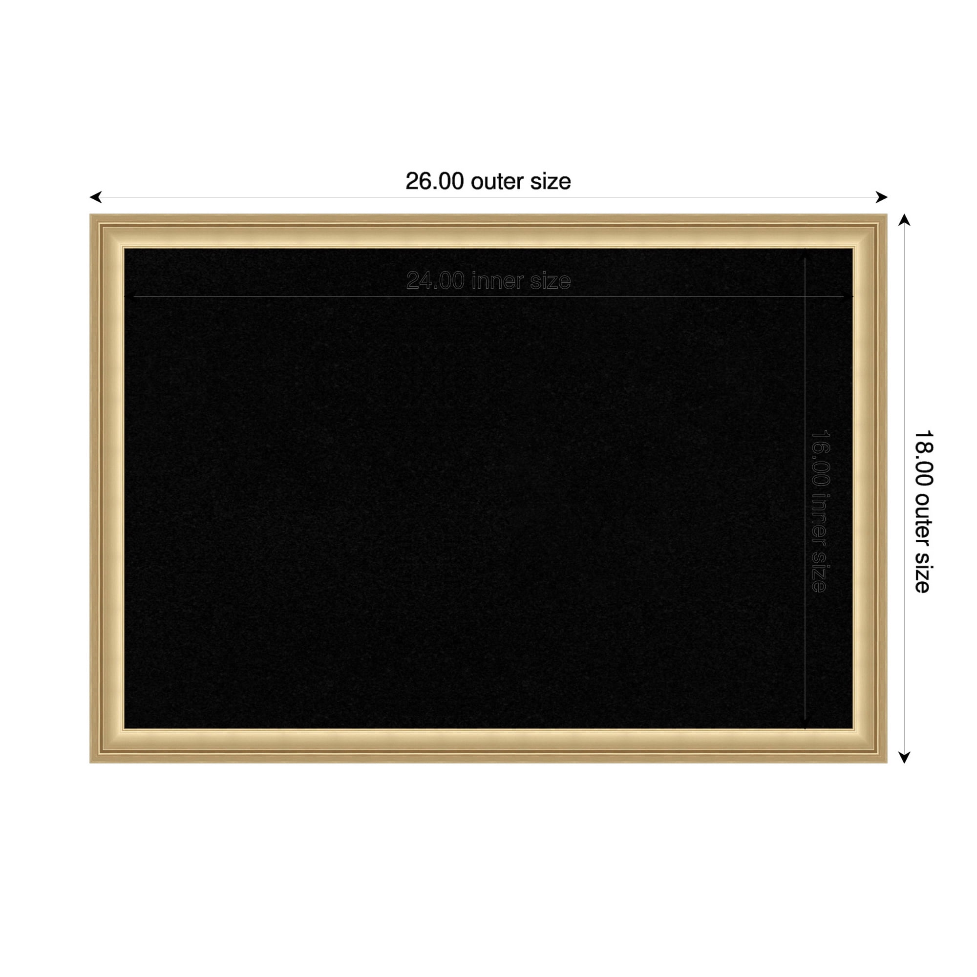 Amanti Art Black Cork Board Framed Florence Gold Bulletin Board 26 in. x 18 in.