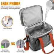 Insulated Lunch Bag for Women Men Double Deck Lunch Box, Reusable Leakproof Lunch Box Cooler Tote Bag for Work Picnic School or Travel, Double Compartment (Grey,15L )