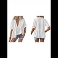 thumbnail image 3 of Blusa Holgada de Verano para Mujer, de Corta, Estilo Babydoll, con Cuello en V y Volantes de Lunares S, 3 of 7