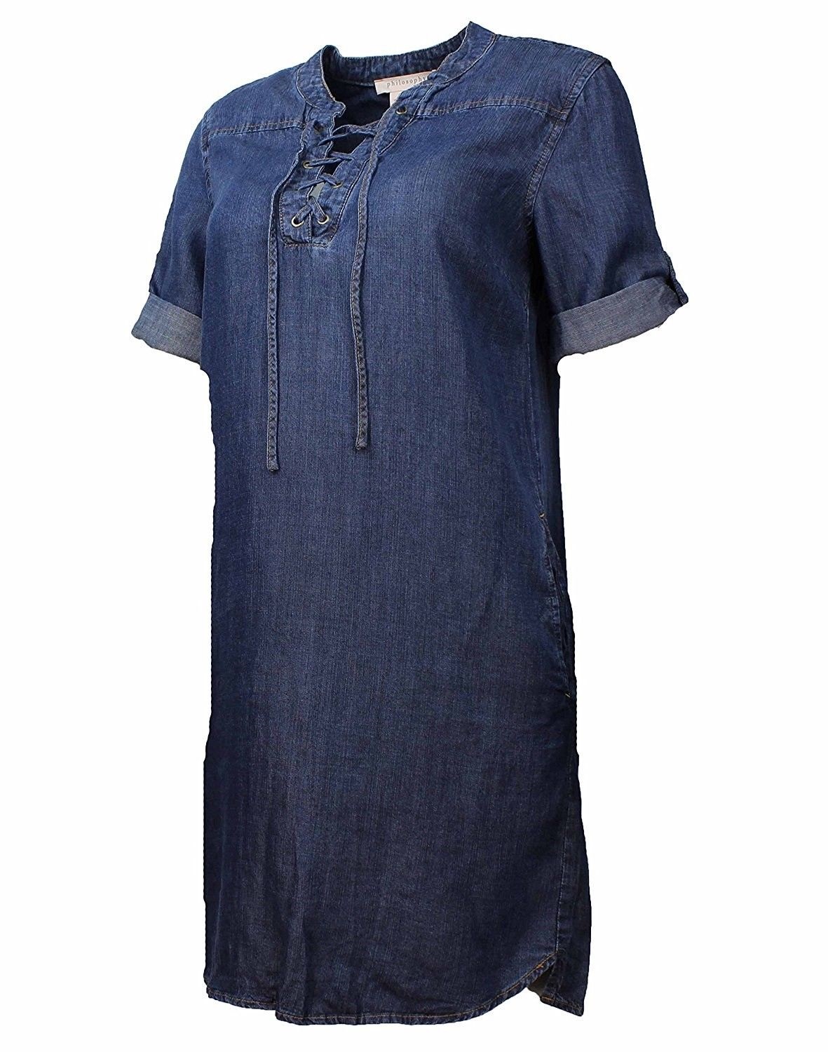 XX-Large Tencel Lace Up Denim Dress 