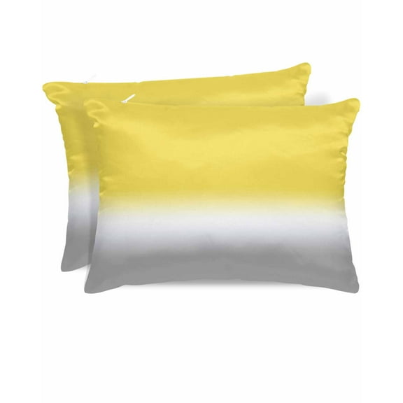 Hokiten King Size Pillow Cases Set of 2, Pillow Covers for Bed, Yellow White Grey Ombre Satin Pillowcases with Zipper for Hair/Skin, Pillow Protector Cover, Modern Abstract Aesthetics 20x36 Inches