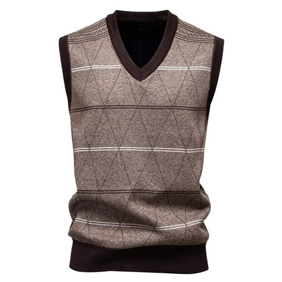 Iugvhana Men's Sweater Vest V Neck Casual Regular Fit Sleeveless Classic Knitted Pullover Sweater Vest Tops Coffee XL