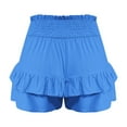 thumbnail image 7 of Charmgo Womens Shorts Casual Shorts for Women 2025 Summer High Waisted Ruffle Shorts Flowy Pleated Hem Casual Shorts Butterfly Shorts Women Summer Shorts for Women Blue3 XL, 7 of 7