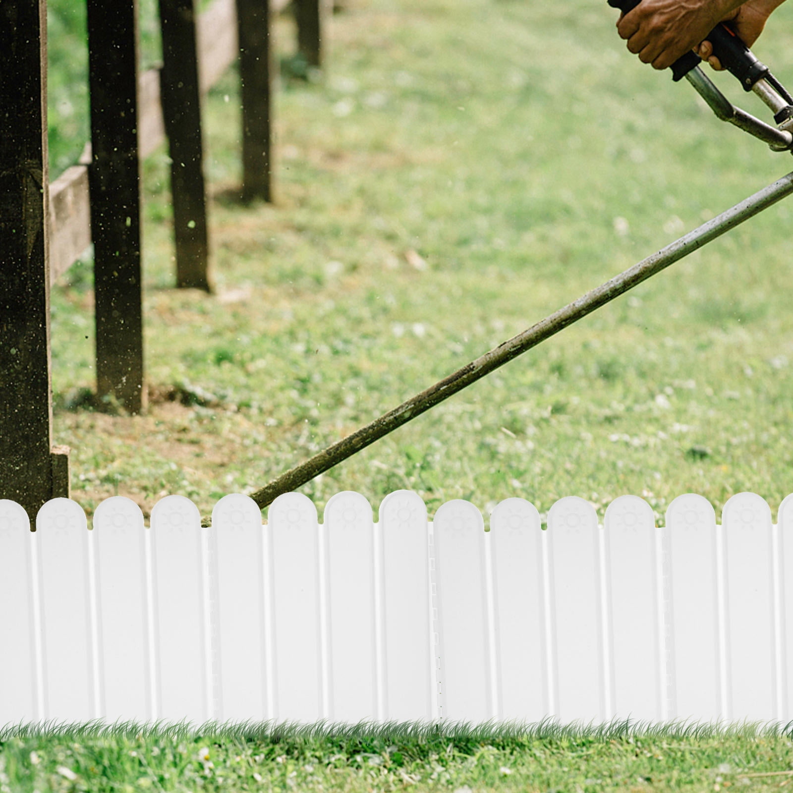 Worgeous Small Picket Fence Lawn Edging Border Garden Decoration 200X27cm White