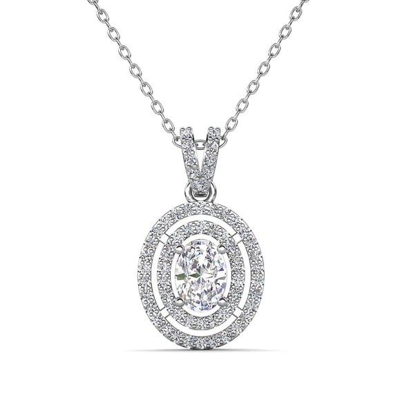 Cate & Chloe Zelda 18k White Gold Plated Pendant Necklace with Simulated Diamond Crystal for Women