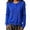 Blue, variant on Women's Acrylic Soft Knit Sweaters Crew Neck Button Front Tops Size M