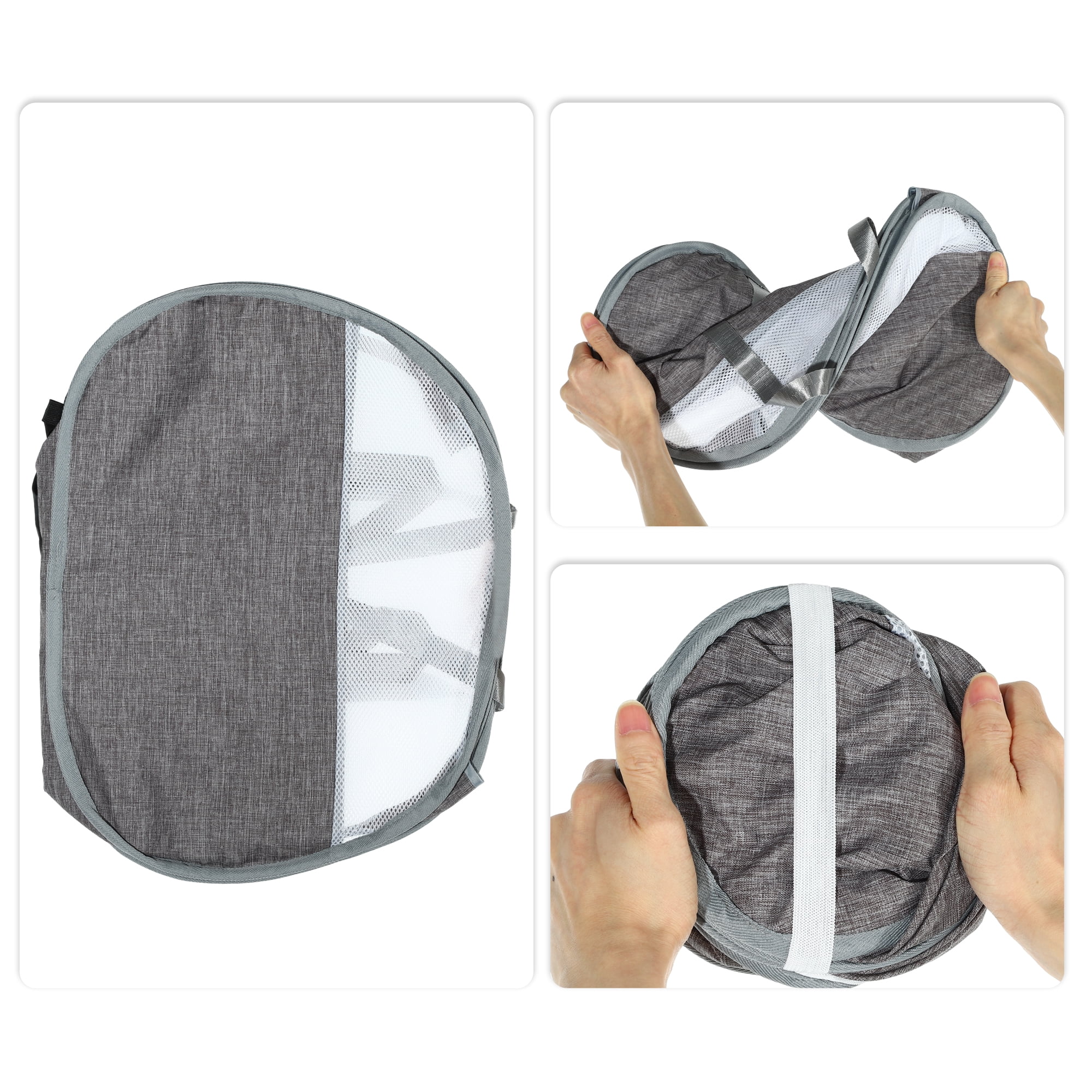 Unique Bargains Folding Breathable Hamper Basket for Bathroom 1 Pc Gray