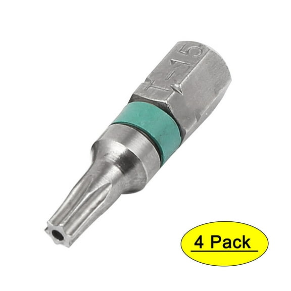 T15 Hex Shank Torx Security Screwdriver Bit Gray 25mm Length 4pcs