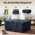 thumbnail image 4 of Ovios Oversized Ottoman Footrest for Sofa Large Silver Wire Pouf Ottoman Coffee Table Rectangle Floor Bench Extra Seating for Living Room, No Assembly, Blue, 4 of 8