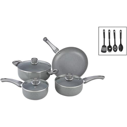 Gourmet Chef 7piece Ceramic Cookware Set with Bonus Utensils Grey