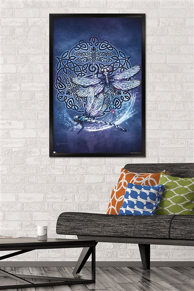 Brigid Ashwood - Celtic Dragonfly Wall Poster, 22.375" x 34", Framed