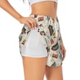 thumbnail image 2 of Bixox Women's Retro Vintage Tape pattern 2 in 1 Running Shorts - Lightweight Athletic Workout Gym Yoga Shorts Liner with Pockets - Small, 2 of 5