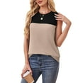 thumbnail image 4 of Summer Tank Tops For Women Plus Size Causal Loose Color Block Crew Neck Sleeveless Workout Athletic Lightweight Pullover Tops Under $7 Black S, 4 of 5
