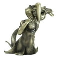 thumbnail image 2 of Nautical Aged Bronze Resin Seductive Mermaid Siren With Fishnets Figurine 7"L, 2 of 9