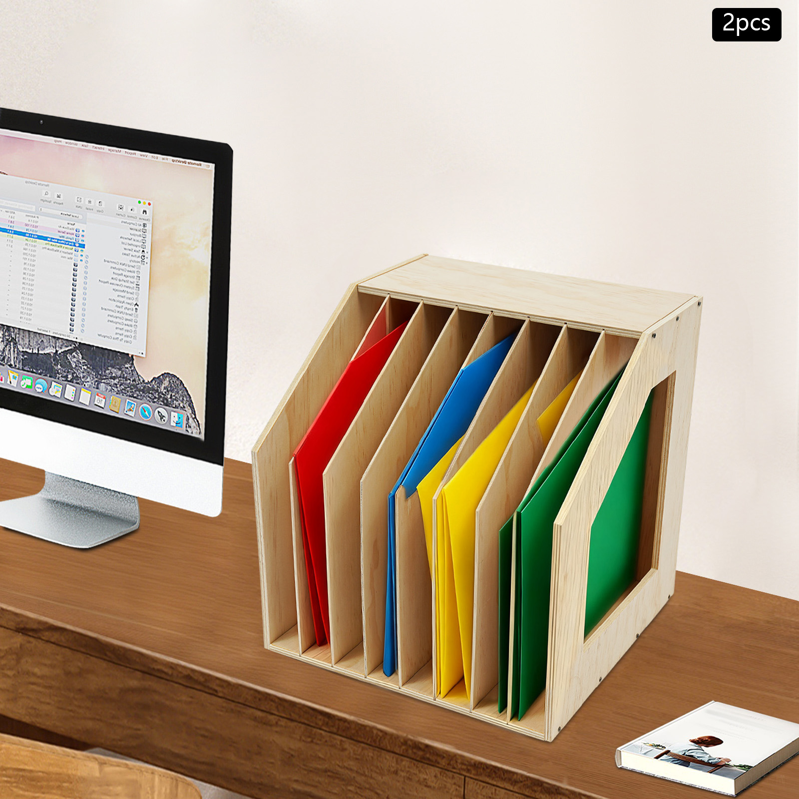 2 Pieces Desktop File Holder, 8 Slots Paper Filing Holder, Paper Storage Filing Organizer, Each Product Size: 33*25*35cm/12.99*9.84*13.78in