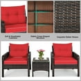 thumbnail image 5 of Patiojoy 3PCS Outdoor Patio Rattan Wicker Conversation Set W/ Red Cushions Red, 5 of 8
