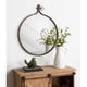 Kate and Laurel Yitro Round Industrial Modern Metal Framed Wall Mirror, 23.5x28.5, Gold ...