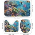 thumbnail image 3 of 4Pcs Abstract Ocean Shower Curtain Sets, Bath Mat and Rugs, Fantasy Coral Sea Turtle Jellyfish Shower Curtain with Hooks for Bathroom, 3 of 8