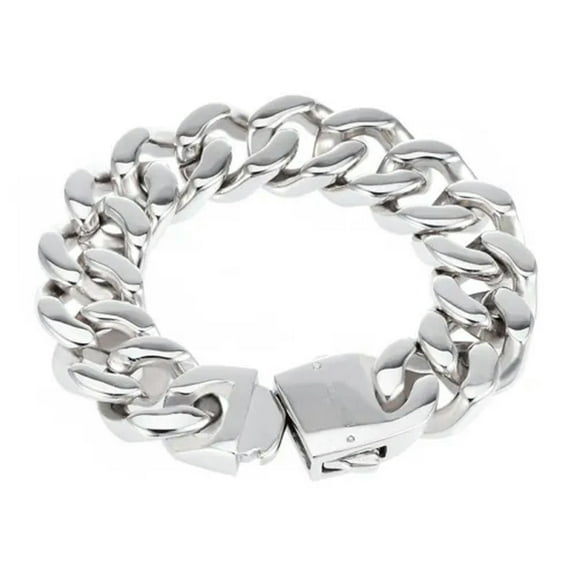 20mm Mens Chain Boys Silver 316L Stainless Steel Curb Link Bracelet 22cm