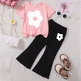 thumbnail image 2 of Girls Summer 2-Piece Outfit Set Bow-Embellished Short-Sleeve Top + Flared Pants 2-3 Years, 2 of 4