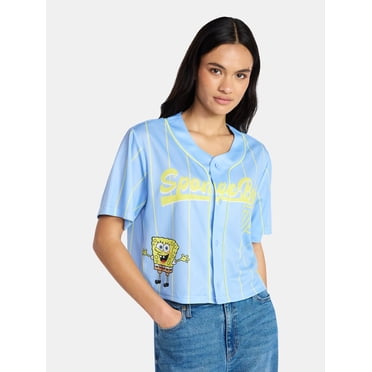SpongeBob SquarePants Women’s Graphic Cropped Baseball Jersey, Sizes XXS-XXL